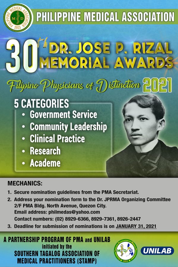 30th Dr. Jose P. Rizal Memorial Awards – Philippine Medical Association